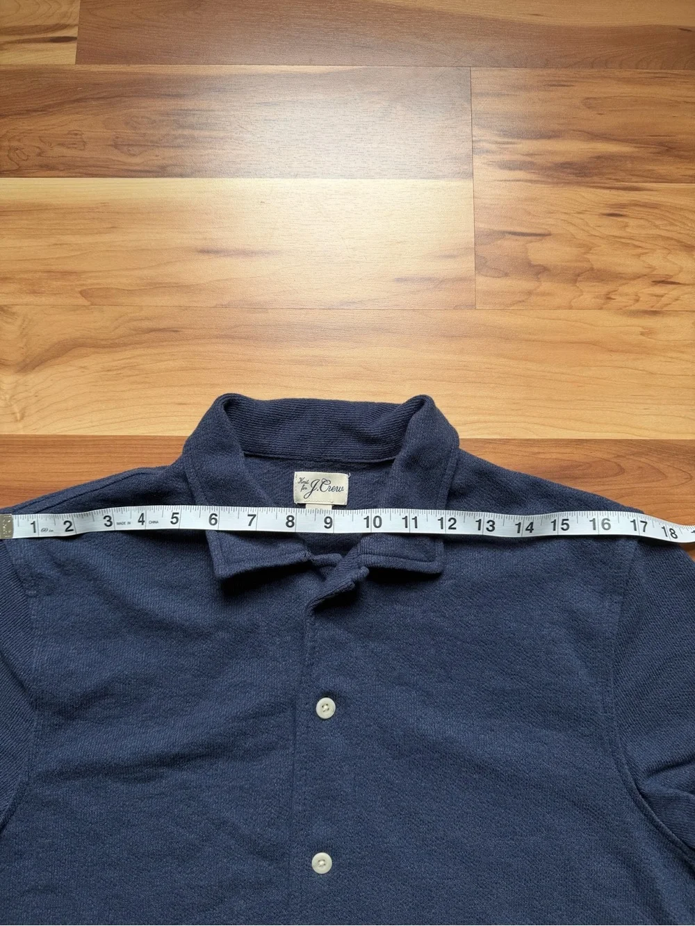 J. Crew Darkest Indigo Navy Textured camp-collar knit shirt size Medium